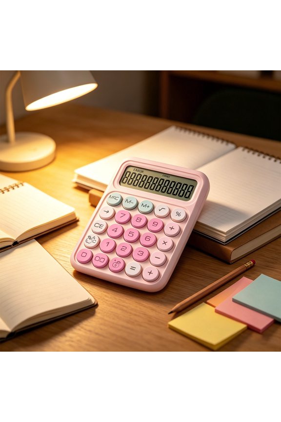 Colorful Dopamine Solar Desktop Calculator, 12 Digit Large Screen Financial Calculating Tool, Dual Power Ergonomic Non Voice Calculator Accounting Office Business Work