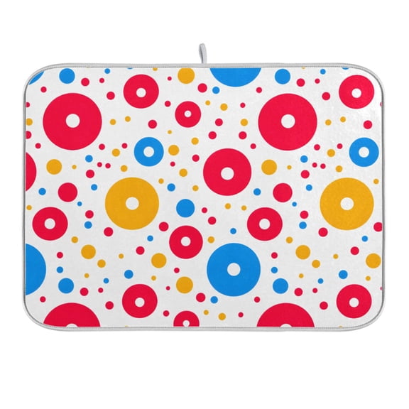 Colorful Dot and Circles Dish Drying Mat for Kitchen Counter 16x18 In Absorbent Microfiber Reversible Mats Dish Drainer Protector Rack Pad for Coffee Bar Table