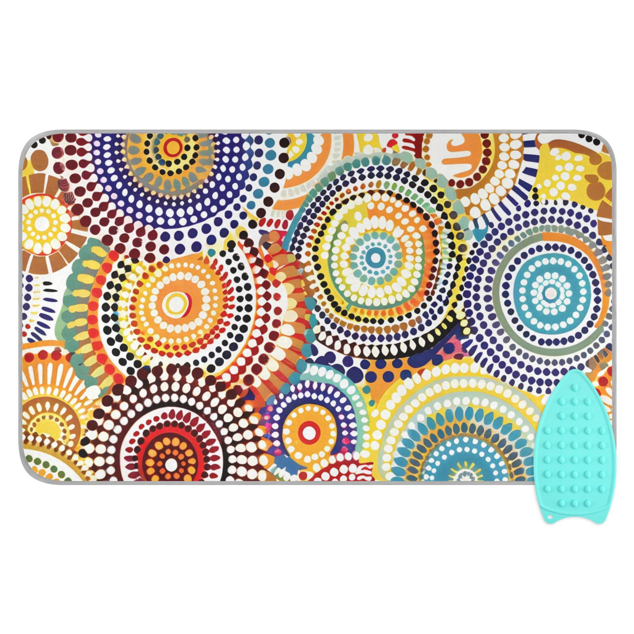 Colorful Dot Circles Ironing Mat Blanket Portable Travel Ironing Pad Heat Resistant Pad 47.2" x 27.6”