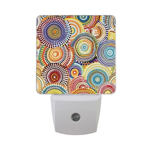 Colorful Dot Circles LED Night Light with Smart Sensor Plug Into Wall Dusk to Dawn 2 packs