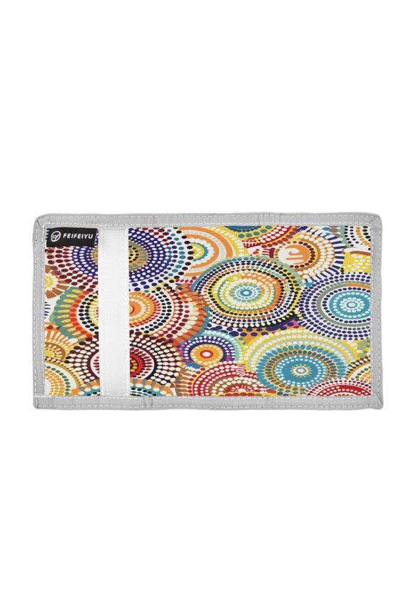 Colorful Dot Circles Trifold Wallets Card Holders Coin Pockets with Lanyards Portable Unisex