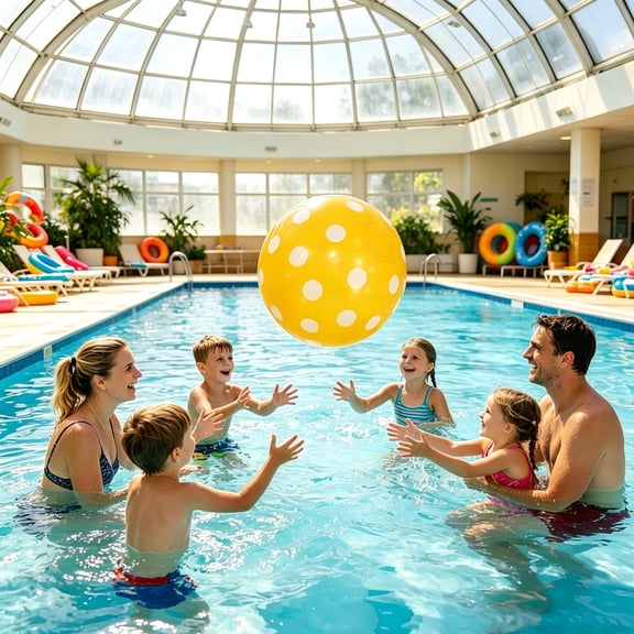 Colorful Dot Inflatable Beach Ball,Thick Eco-Friendly PVC Inflatable Material,Quick Air Filling,Lightweight for Swimming Pool Game,Beach Activity,Backyard Water Fight(Yellow)