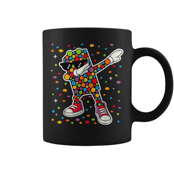 Colorful Dots Character Dabbing Coffee Mugs