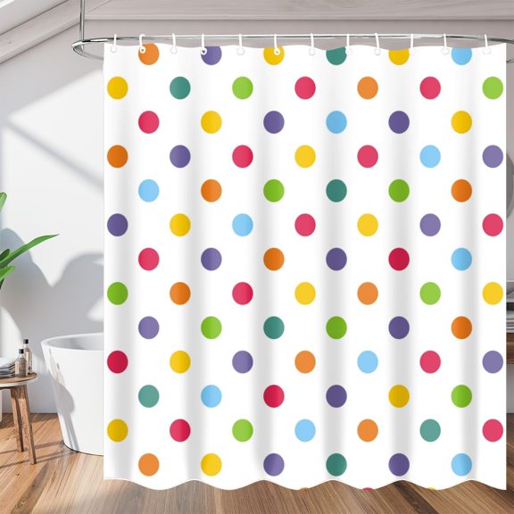Colorful Dots Geometric Shower Curtain for Bathroom Shower Curtain Set with 12 Hooks Waterproof Fabric Bath Curtain for Bathtub Restroom Decor, 72 X 72 in