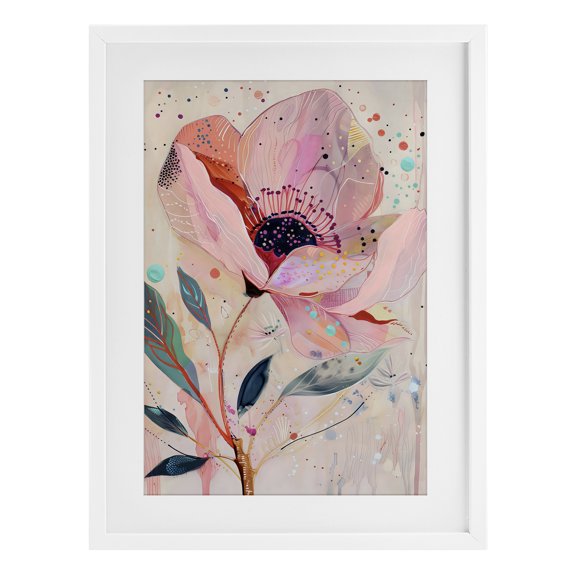 Stupell Industries Colorful Dots Pink Poppy White Framed Print Under Glass, design by LSR Design Studio