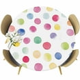 thumbnail image 1 of Colorful Dots Round Tablecloth 55-60 Inch Round Fitted Table Cloth with Elastic Edge, Boho Abstract Rainbow Geometric Modern Waterproof Table Cover Protector for Outdoor Picnic Party Dining, 1 of 6
