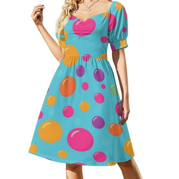 Colorful Dots Short Sleeved Dress Dresses Gala Dresses for Special Events