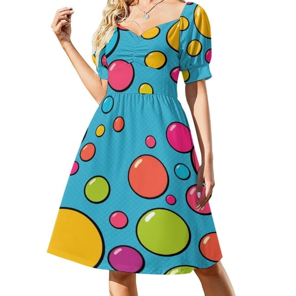 Colorful Dots Short Sleeved Dress Dresses Gala Dresses for Special Events