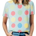 thumbnail image 1 of Colorful Dots T-Shirt O Neck Retro Print Big Size T-Shirts Short Sleeve Tees Womens Pretty Design, 1 of 5