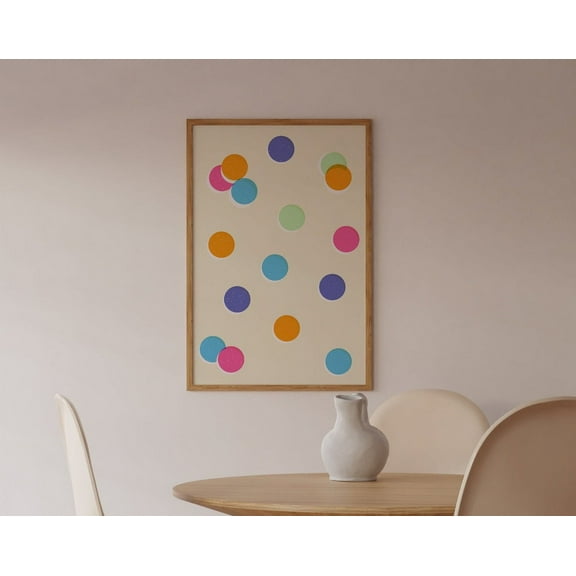 Colorful Dots Wall Art, Polkadots Art, Modern Contemporary Colorful Living Room Print, Geometric Art Print Wall Art, Modern Wall Decor, 8x12 UNFRAMED