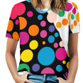 thumbnail image 1 of Colorful Dots Women T-Shirt Classic O Neck T-Shirts Short-Sleeve Trendy Animal Print Design Tshirt Casual Clothing, 1 of 5