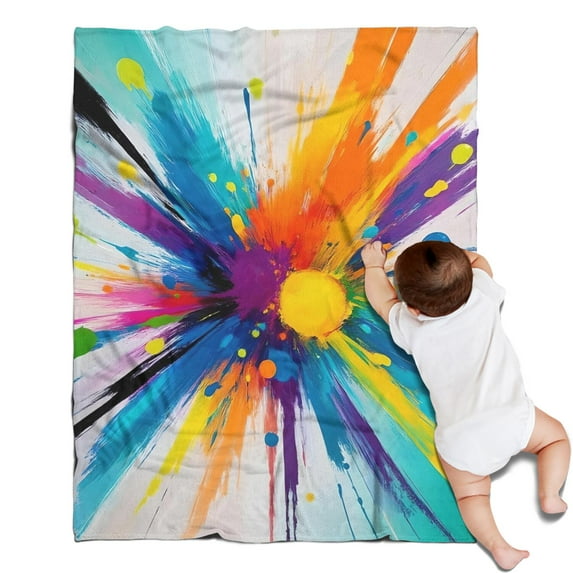 Colorful Double Burst Paint Pattern Blanket,Comfortable Soft Lamb Wool Throw Blanket,All Season,Warm Lightweight Blankets for Sofa Bed Couch Living Room Chair,30"x40"