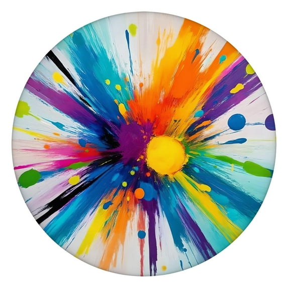 Colorful Double Burst Paint Pattern Round Fitted Tablecloth with Elastic Edge,Dining Table Cover Waterproof,Outdoor Round Tablecloth for Camping,Dining,Indoor and Outdoor