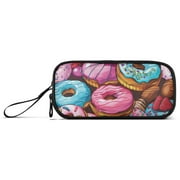 Colorful Doughnuts Pencil Case Stationary Holder Pen Bag Pencil Pouch Tool Organizer 3 Compartments