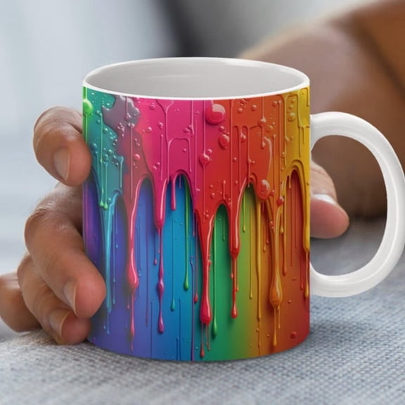 Colorful Dping Paint Mug Wrap, Digital , oz and oz, Rainbow Colors, Vibrant Mug Design, Mug Wrap , Instant .