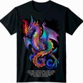 Colorful Dragon Fantasy Art Print Black TShirt Men Women Tee Shirt