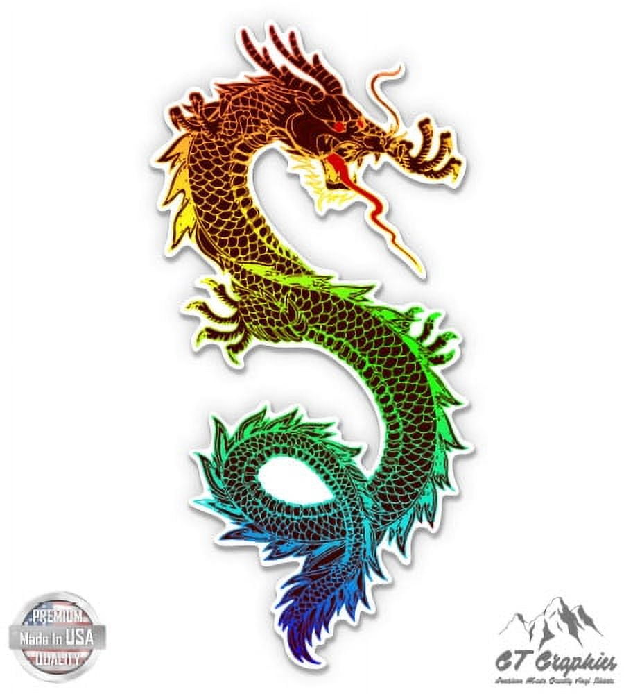 Colorful Dragon Fierce - 12" Vinyl Sticker Waterproof Decal - Walmart.com