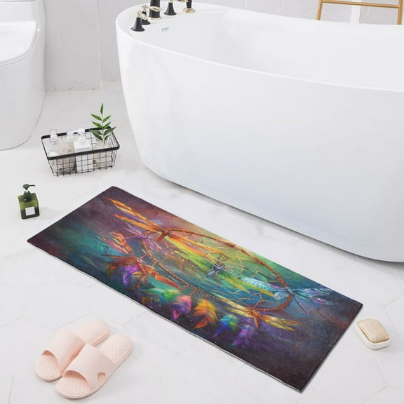 Colorful Dragonflies Bath Mat 39x20 Non-Slip Bathroom Rugs Absorbent Soft Plush Quick Dry for Tub Shower Kitchen Home Decor