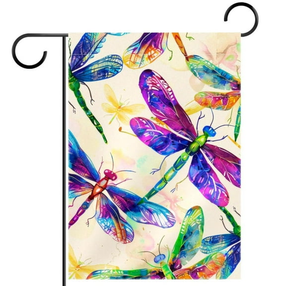Colorful Dragonflies Vintage Welcome Garden Flags, 12 x 18 Inch Double Sided Outdoor Yard Flags Waterproof For Home Outside Patio Lawn Porch