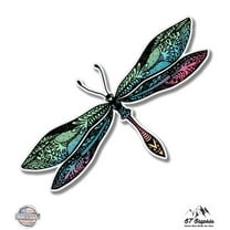 Colorful Dragonfly - 3" Vinyl Sticker - For Car Laptop I-Pad Phone Helmet Hard Hat - Waterproof Decal