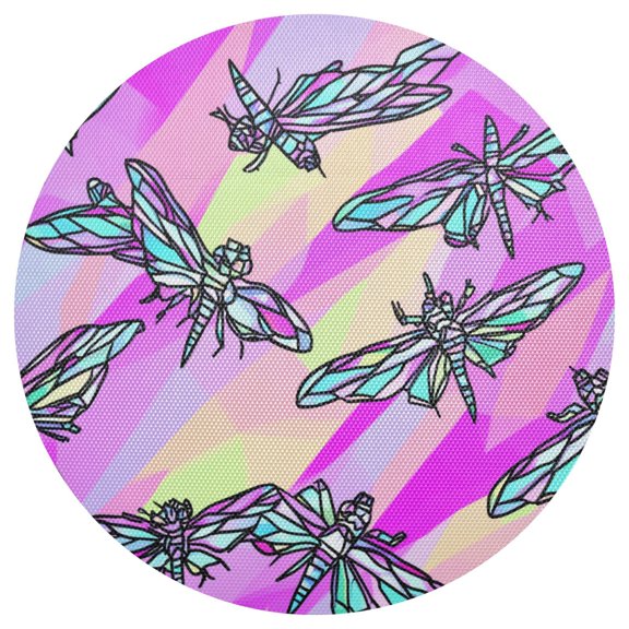 Colorful Dragonfly Pattern 15.4in Diameter PVC Plate Mat, Heat-Resistant and Cuttable, Kitchen Decor