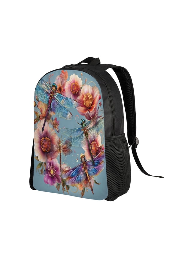 Colorful Dragonfly Pattern Backpack Double Shoulder Backpack Durable, Spacious, Ergonomic Design for Travel, Work & Outdoor Use