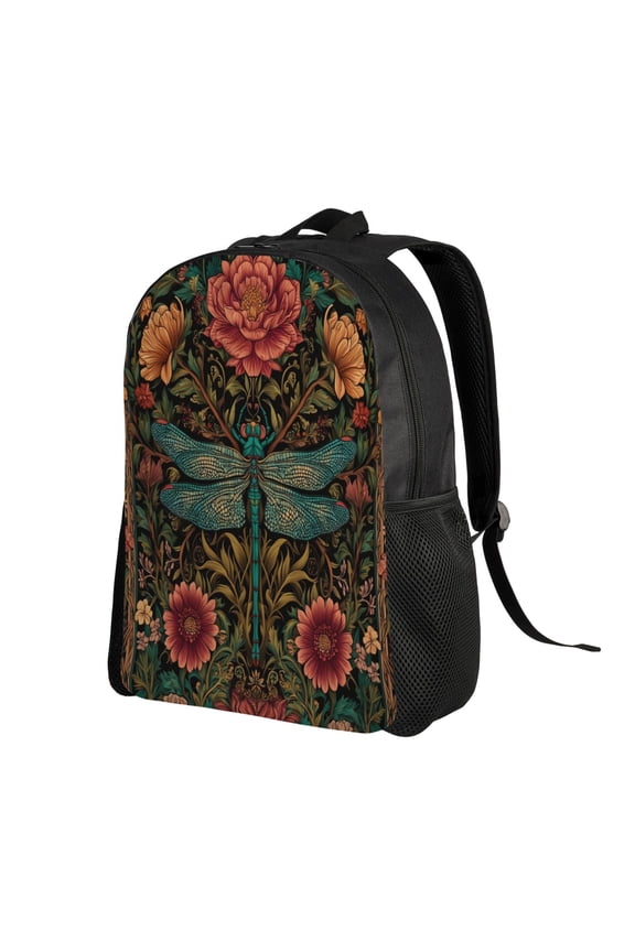 Colorful Dragonfly Pattern Backpack Double Shoulder Backpack Durable, Spacious, Ergonomic Design for Travel, Work & Outdoor Use