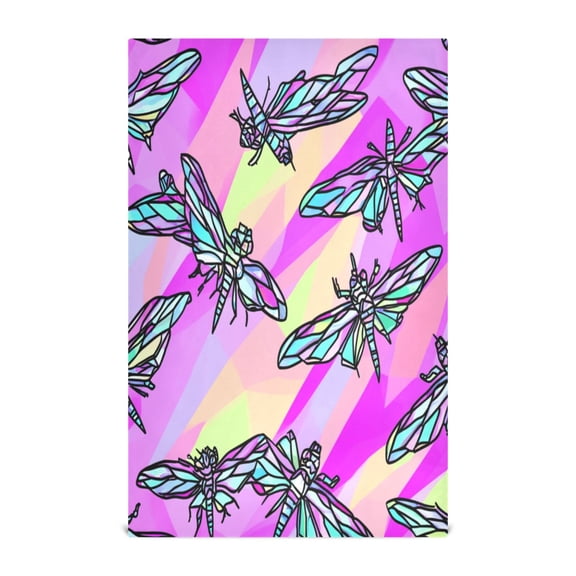Colorful Dragonfly Pattern Decorative Waffle Towel Kitchen Dishcloth 28x18in Multi-Use Tea Towel