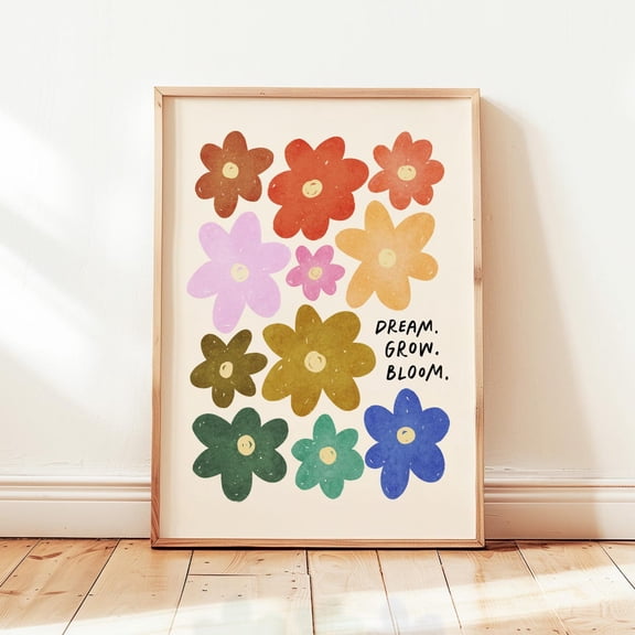 Colorful Dream Grow Bloom Floral Nursery Playroom Flowers Decor Unframed Paper Print