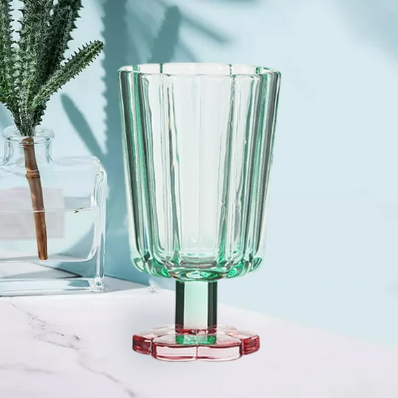 Colorful Drinking Glasses, Transparent Matte Glass Drinking Cup Cups with Heavy Weighted Base, Petal Shape Multi-Colored Glasses, Highball Glasses, Cocktail Mixing Glass - 9oz