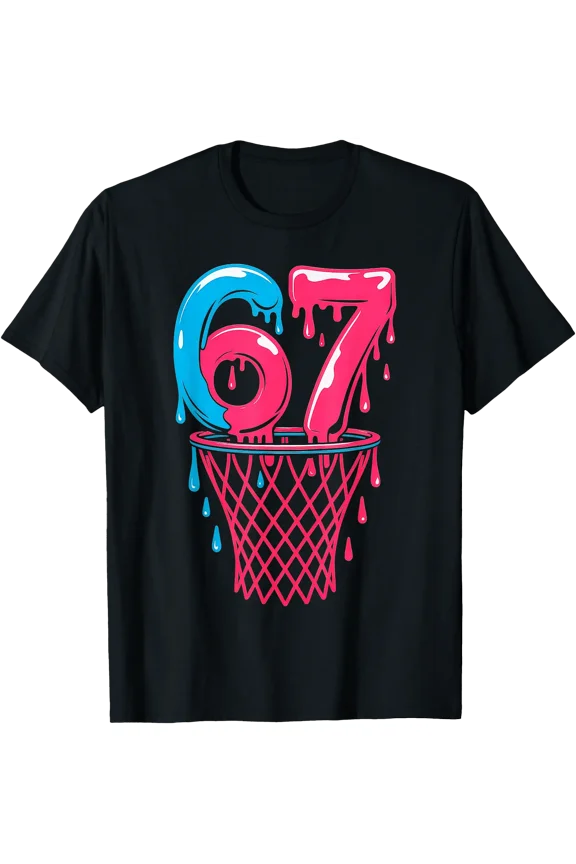 Colorful Drip 67 Basketball T-Shirt for Sports Enthusiasts