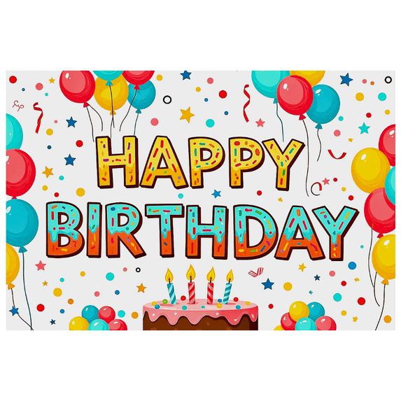 Colorful Drip Cake Design Happy Birthday Banner Balloons Confetti Background Party Decoration Supplies Birthday Party Photography Props Decor Backdrop