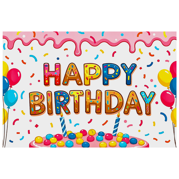 Colorful Drip Cake Design Happy Birthday Banner Balloons Confetti Background Party Decoration Supplies Birthday Party Photography Props Decor Backdrop