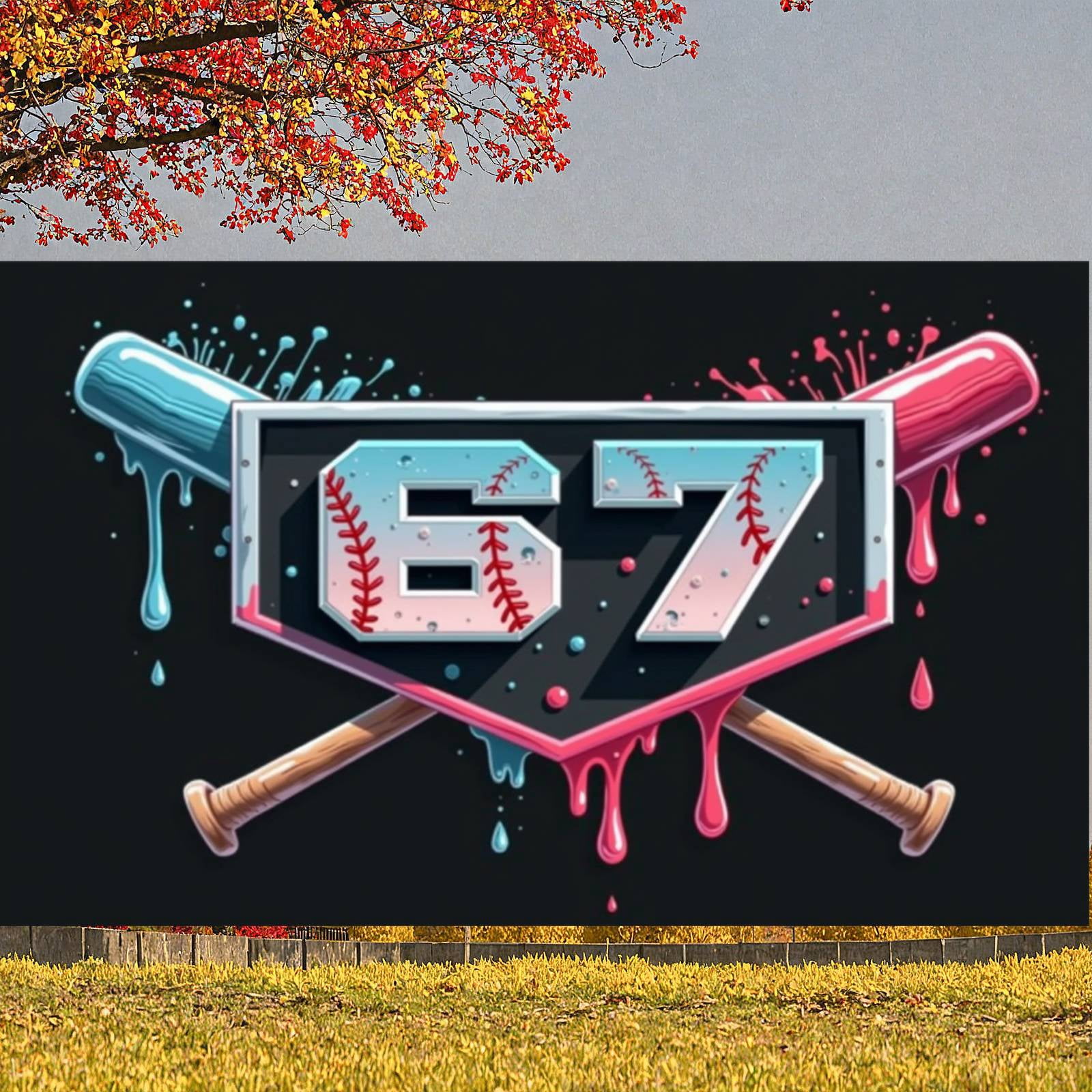 Colorful Drip Design 67th Birthday Banner Baseball Bat Celebration ...