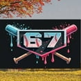 thumbnail image 1 of Colorful Drip Design 67th Birthday Banner Baseball Bat  Celebration Display Splatter Pattern Retro Border Party Backdrop for 67th Birthday Party Anniversary Celebration Indoor Party, 1 of 8