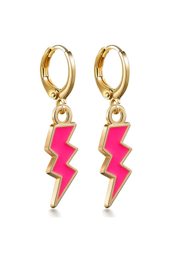 Colorful Drip Enamel Smiley Face Pendant Earrings - Fun and Trendy Star and Lightning Bolt Cartoon Studs