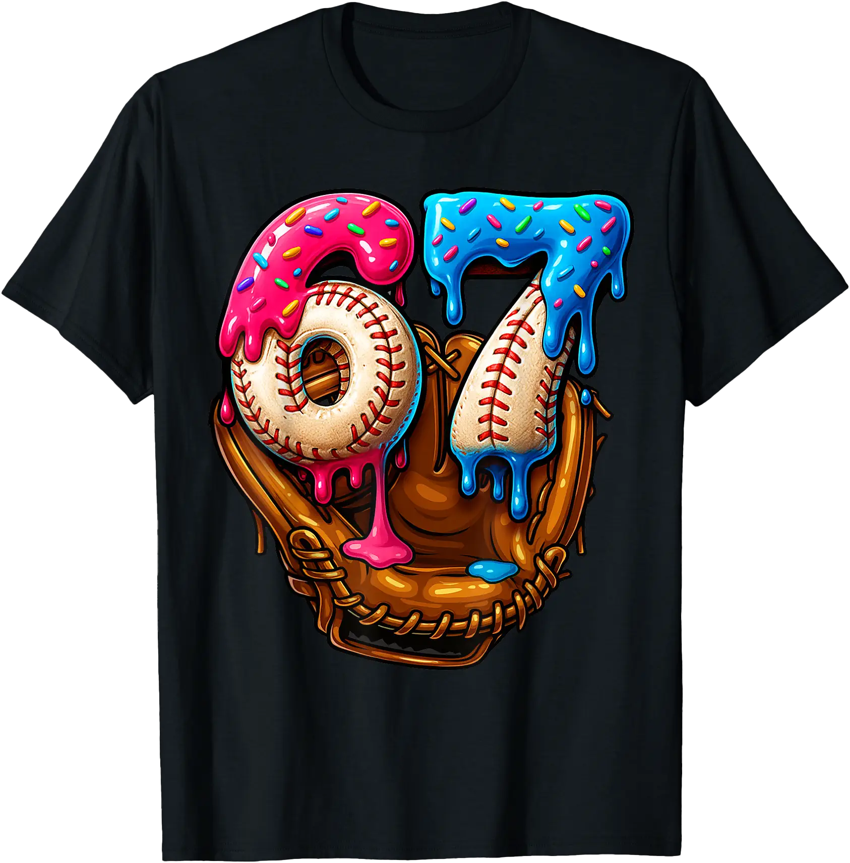 Colorful Dripping '67 Baseball Graphic T-Shirt for Fun Meme Lovers ...