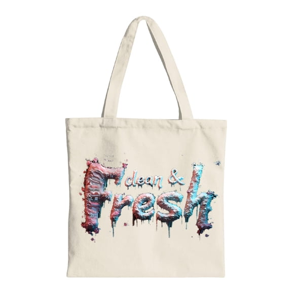 Colorful Dripping " Clean & Fresh " Tote Bag - Sturdy Canvas Reusable Shopping Bag for Parties Travel & Everyday Use