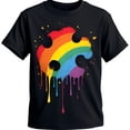 thumbnail image 1 of Colorful Dripping Piece Design Black T-Shirt for & Acceptance, 1 of 5