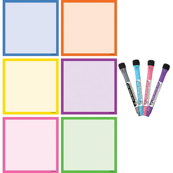 Colorful Dry-Erase Magnetic Square Notes | Bundle of 2 Sets