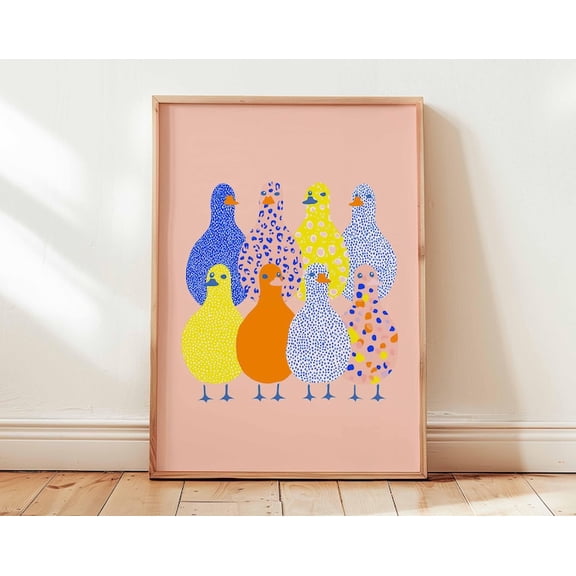 Colorful Duck Bright Pattern Wall Art Print, Unframed Paper Poster 8x10in
