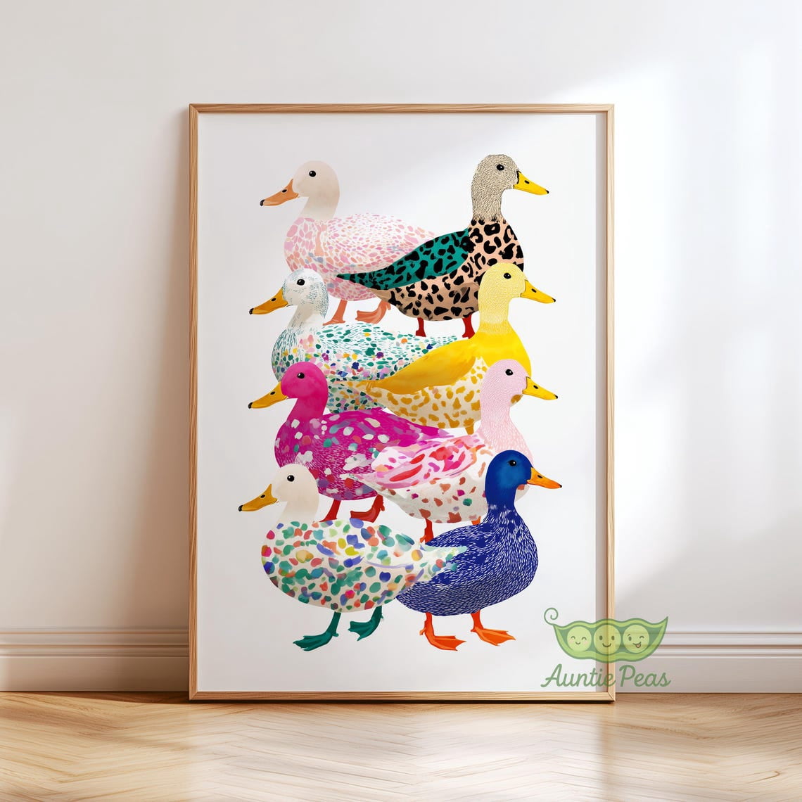Colorful Duck Stack Art Whimsical Patterned Ducks Playful Animal Wall ...