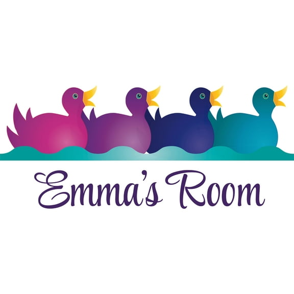 Colorful Ducks Duck Swimming Animal Customized Wall Decal - Custom Vinyl Wall Art - Personalized Name - Baby Girls Boys Kids Bedroom Wall Decal Room Decor Wall Stickers Decoration Size (20x40 inch)