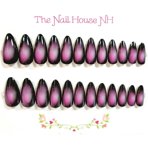 Colorful Dusk Glossy Almond Press-On Nails - 24 Pieces - Artificial Nail Kit