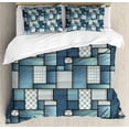 thumbnail image 1 of Colorful Duvet Cover Set, Denim Motif Background with Several Sewing Simplistic Abstract Design, Decorative 3 Piece Bedding Set with 2 Pillow Shams, Queen Size, Pale Blue Blue, by Ambesonne, 1 of 3