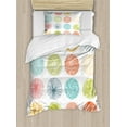 thumbnail image 1 of Colorful Duvet Cover Set, Doodle Style Scribble Composition Circles Stripes Joyful Illustration, Decorative 2 Piece Bedding Set with 1 Pillow Shams, Twin Size, Orange Coral, by Ambesonne, 1 of 3