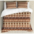 thumbnail image 1 of Colorful Duvet Cover Set, Native Culture Geometric Motif Pattern, Decorative 3 Piece Bedding Set with 2 Pillow Shams, King Size, Brown Cinnamon Orange, by Ambesonne, 1 of 3