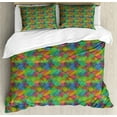 thumbnail image 1 of Colorful Duvet Cover Set, Psychedelic Inspired Heart Youth Valentines Romance Love Doodle Happiness, Decorative 3 Piece Bedding Set with 2 Pillow Shams, King Size, Multicolor, by Ambesonne, 1 of 3