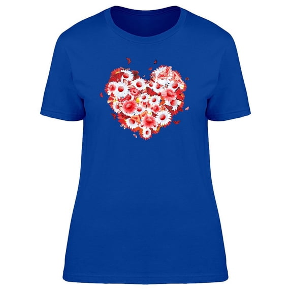 Red Heart Made Of Flowers Tee Women's -Image by Shutterstock