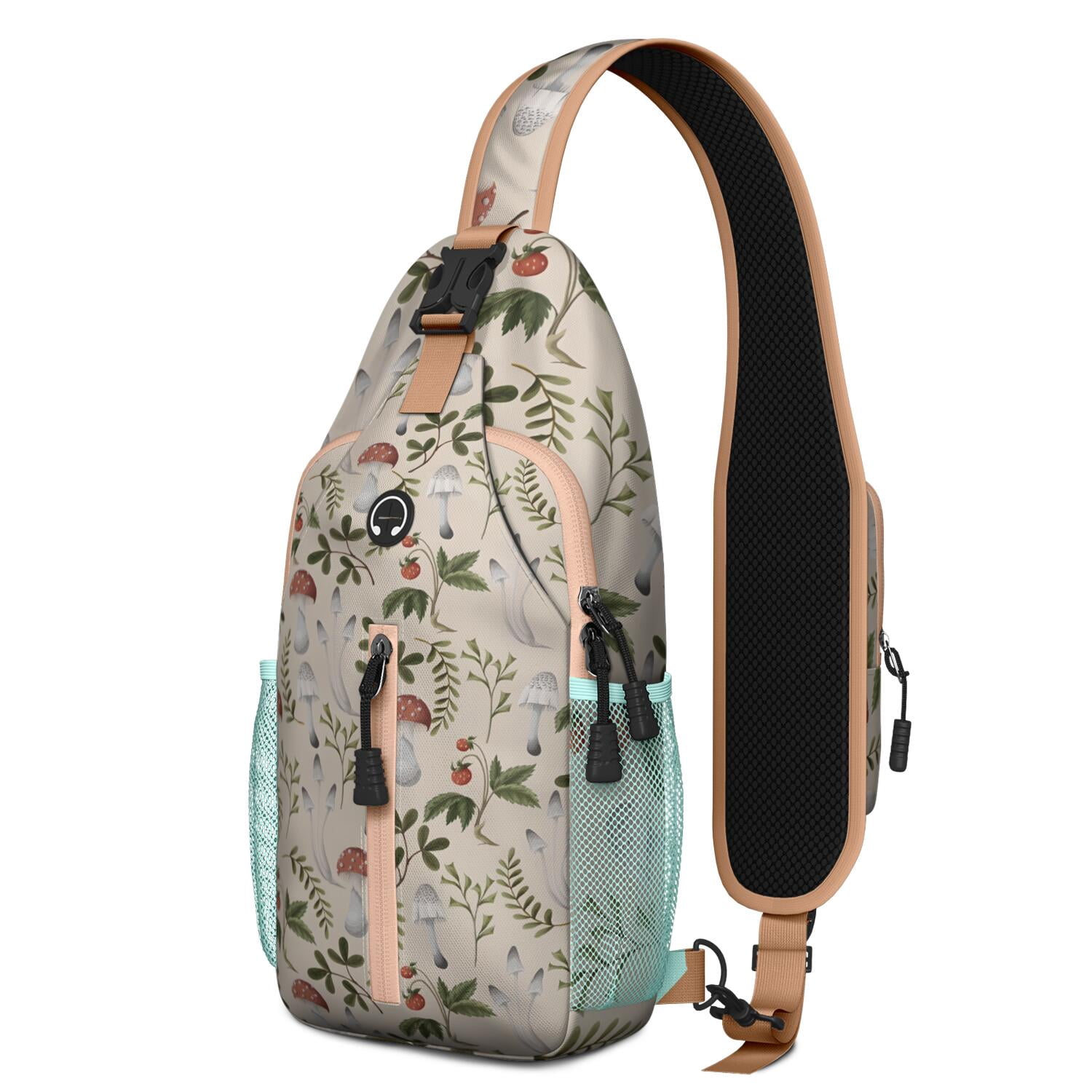 Colorful Earthy Rustic Lightweight Sling Bag for Women Men – Reinforced stitching, Reversible strap, Durable polyester – Ethnic Boho chic Aesthetic Design for Travel, Hiking, Outdoor